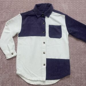 Forever 21 Girls Oversized Button Front Color Block Shirt